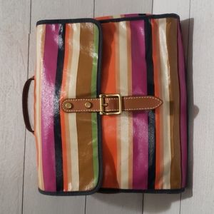Fossil canvas coated multicolor striped crossbody messager bag